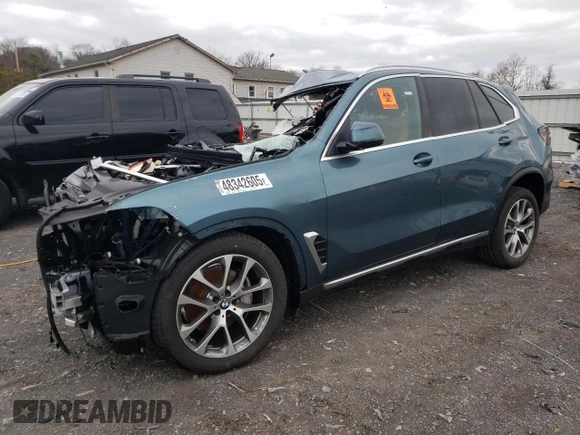 2025 BMW X5 xDrive40i with VIN 5UX23EU05S9X78749, listed as a Copart auction lot 48342605 with 0 mi miles and Salvage Title. Bid and sale history available at carsss.com. Image 1.