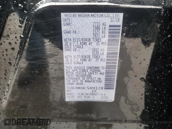 2019 Infiniti QX60 Luxe с VIN 5N1DL0MM3KC549128, выставлен на аукционе Copart как лот 46124105 с пробегом 93 715 миль миль и Списание • Salvage title. История ставок и продаж доступна на DreamBid. Изображение 16.