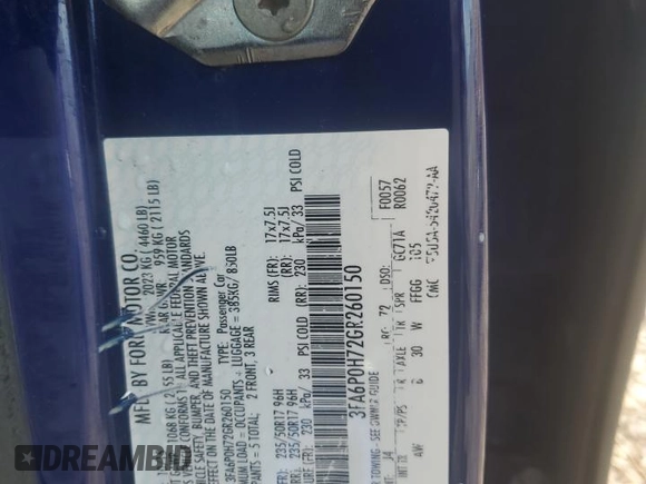 2016 Ford Fusion SE with VIN 3FA6P0H72GR260150, listed as a Copart auction lot 55437615 with 130,928 mi miles and Salvage Title. Bid and sale history available at DreamBid. Image 12.