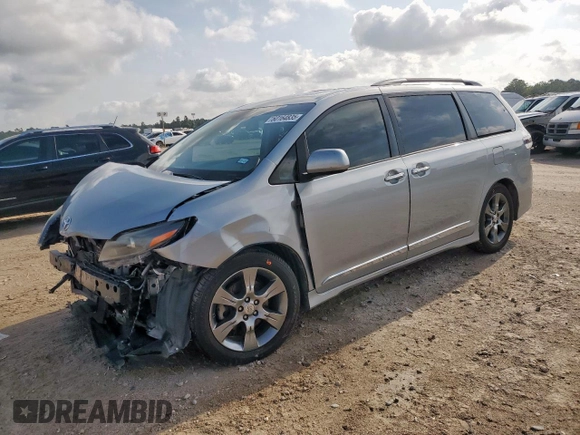 2015 Toyota Sienna SE with VIN 5TDXK3DC0FS636468, listed as a Copart auction lot 60164835 with 146,390 mi miles and Salvage title. Bid and sale history available at DreamBid. Image 1.