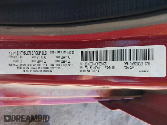 2013 Chrysler 200 Limited with VIN 1C3CCBCGXDN528375, listed as a IAAI auction lot 42095856 with 182,008 mi miles. Bid and sale history available at carsss.com. Image 9.