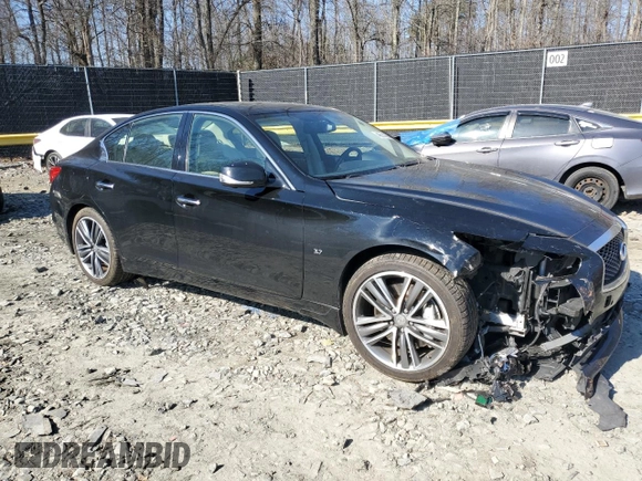 2014 Infiniti Q50 Premium with VIN JN1BV7AR2EM689221, listed as a Copart auction lot 46914095 with 113,015 mi miles and Salvage Title. Bid and sale history available at carsss.com. Image 4.