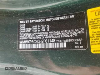 2017 MINI Hardtop Cooper с VIN WMWXP5C30H2F61148, выставлен на аукционе Copart как лот 59257925 с пробегом 61 446 миль миль и Списание • Salvage title. История ставок и продаж доступна на DreamBid. Изображение 12.