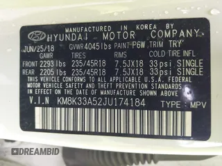 2018 Hyundai Kona Limited with VIN KM8K33A52JU174184, listed as a IAAI auction lot 41979223 with 76,306 mi miles. Bid and sale history available at carsss.com. Image 9.