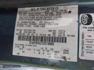 2012 Ford Fusion SE with VIN 3FAHP0HA7CR218880, listed as a IAAI auction lot 41816975 with 175,491 mi miles. Bid and sale history available at carsss.com. Image 9.