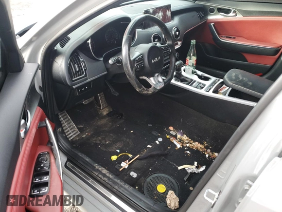 2022 Kia Stinger GT1 with VIN KNAE45LC5N6114624, listed as a Copart auction lot 44423865 with 67,193 mi miles and Salvage Title. Bid and sale history available at DreamBid. Image 8.