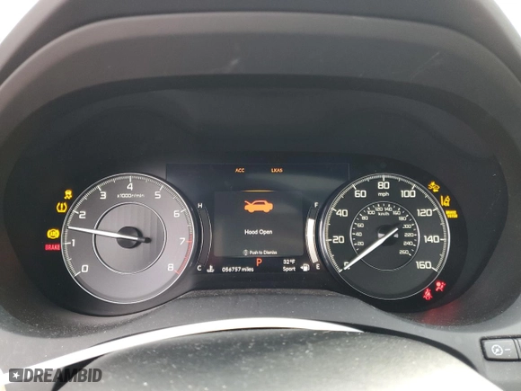 2020 Acura RDX w/Advance Pkg with VIN 5J8TC2H77LL016329, listed as a Copart auction lot 82338034 with 56,757 mi miles and Salvage Title. Bid and sale history available at carsss.com. Image 9.