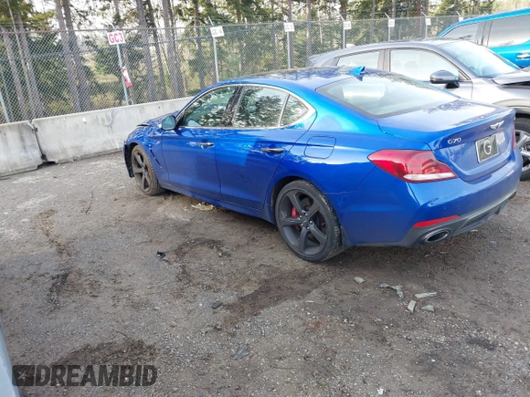 2020 Genesis G70 3.3T with VIN KMTG34LEXLU049127, listed as a IAAI auction lot 41376324 with 38,539 mi miles and . Bid and sale history available at DreamBid. Image 3.