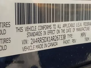 2010 Chrysler Town & Country Touring with VIN 2A4RR5DX1AR267330, listed as a IAAI auction lot 42041615 with 179,171 mi miles. Bid and sale history available at carsss.com. Image 9.