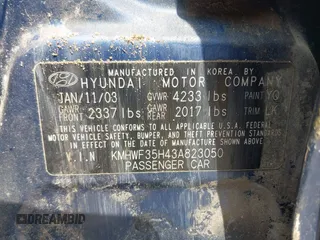 2003 Hyundai Sonata GLS with VIN KMHWF35H43A823050, listed as a IAAI auction lot 42112412 with 1 mi miles. Bid and sale history available at carsss.com. Image 9.