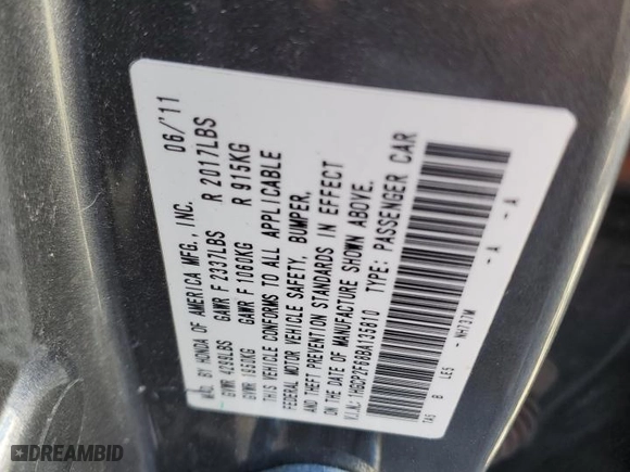 2011 Honda Accord Sdn SE with VIN 1HGCP2F68BA135810, listed as a Copart auction lot 47411705 with 0 mi miles and Salvage Title. Bid and sale history available at carsss.com. Image 15.