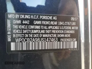 2018 Porsche 911 Carrera S with VIN WP0CB2A98JS147463, listed as a Copart auction lot 57485085 with Not provided miles and Salvage title. Bid and sale history available at DreamBid. Image 12.