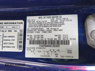 2016 Ford Mustang V6 with VIN 1FA6P8AM4G5303047, listed as a IAAI auction lot 41775076 with 93,621 mi miles and . Bid and sale history available at carsss.com. Image 9.