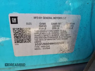 2021 Chevrolet Bolt EV Premier with VIN 1G1FZ6S04M4102523, listed as a Copart auction lot 42996763 with 34,357 mi miles. Bid and sale history available at carsss.com. Image 12.