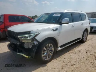 2018 Infiniti QX80 z VIN JN8AZ2NF1J9663310, wystawiony jako Copart lot #58309825 z przebiegiem 149 562 mil mil oraz Szkoda całkowita • Salvage title. Historia ofert i sprzedaży dostępna na DreamBid. Obrazek 1.