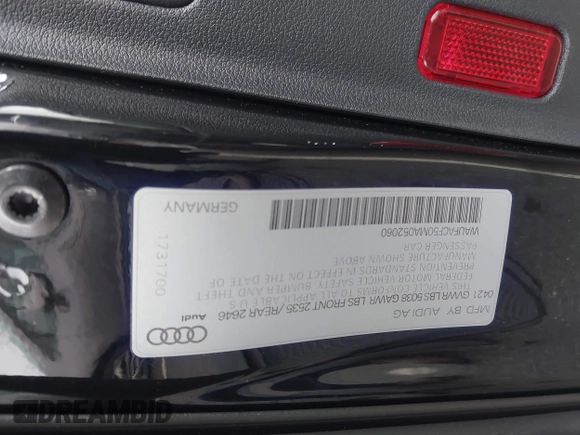 2021 Audi A5 Sportback S line Premium Plus with VIN WAUFACF50MA052060, listed as a IAAI auction lot 41466859 with 50,911 mi miles. Bid and sale history available at carsss.com. Image 9.