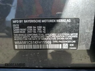 2019 BMW 3 Series 330i with VIN WBA5R1C51KFH15569, listed as a Copart auction lot 49515335 with 0 mi miles and Salvage Title. Bid and sale history available at carsss.com. Image 14.