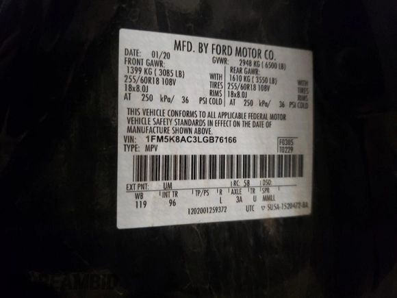 2020 Ford Explorer z VIN 1FM5K8AC3LGB76166, wystawiony jako Copart lot #43787015 z przebiegiem 107 560 mil mil oraz Szkoda całkowita • Salvage title. Historia ofert i sprzedaży dostępna na DreamBid. Obrazek 13.