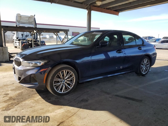 2023 BMW 3 Series 330i with VIN 3MW69FF07P8D13456, listed as a Copart auction lot 50089695 with 15,951 mi miles and Salvage Title. Bid and sale history available at carsss.com. Image 1.