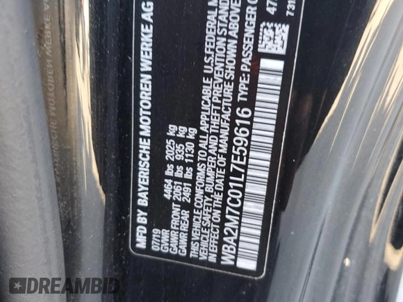 2020 BMW 2 Series 230i with VIN WBA2M7C01L7E59616, listed as a Copart auction lot 88319025 with 36,890 mi miles and Salvage Title. Bid and sale history available at carsss.com. Image 12.