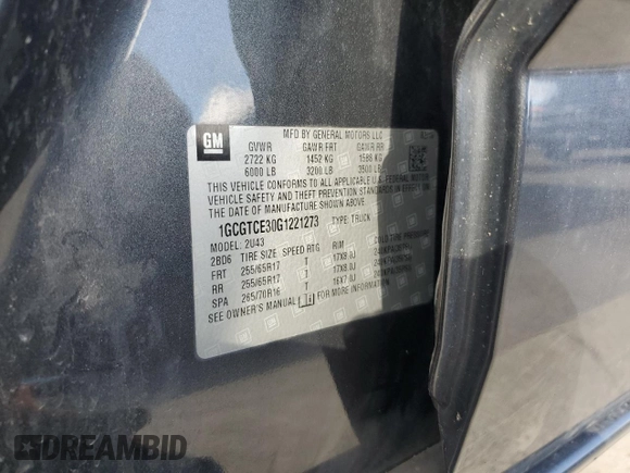 2016 Chevrolet Colorado 4WD LT with VIN 1GCGTCE30G1221273, listed as a Copart auction lot 47083525 with 64,379 mi miles and Salvage Title. Bid and sale history available at carsss.com. Image 12.