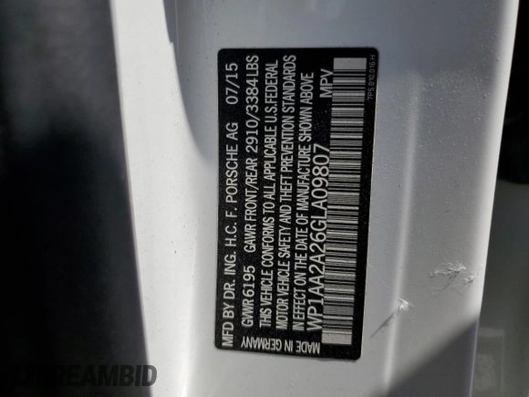 2016 Porsche Cayenne z VIN WP1AA2A26GLA09807, wystawiony jako Copart lot #59619335 z przebiegiem 102 327 mil mil oraz Szkoda całkowita • Salvage title. Historia ofert i sprzedaży dostępna na DreamBid. Obrazek 13.