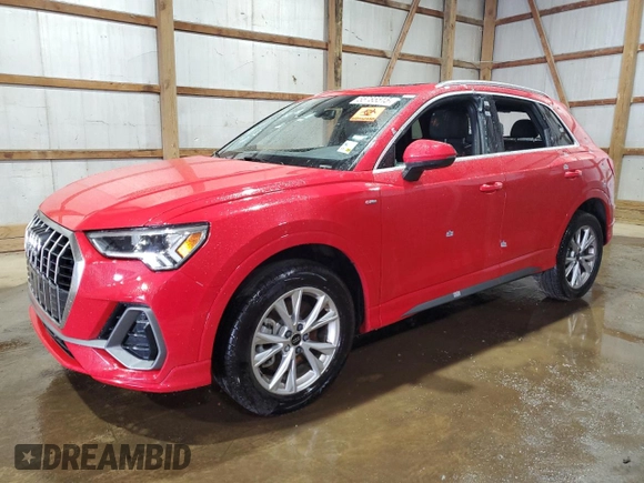 2025 Audi Q3 S line Premium z VIN WA1DECF30S1016132, wystawiony jako Copart lot #55785515 z przebiegiem Nie podano mil oraz Czysty tytuł • Clean title. Historia ofert i sprzedaży dostępna na DreamBid. Obrazek 1.