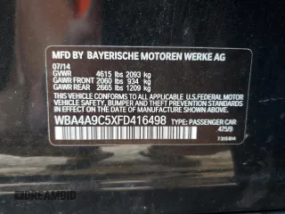 2015 BMW 4 Series 428i with VIN WBA4A9C5XFD416498, listed as a Copart auction lot 63570155 with 114,848 mi miles and Clean title. Bid and sale history available at DreamBid. Image 12.