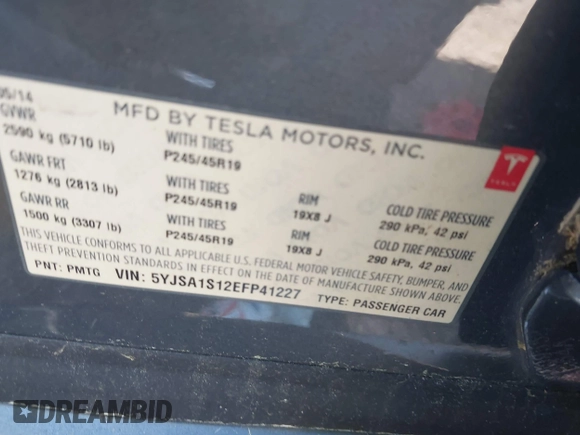 2014 Tesla Model S 60 с VIN 5YJSA1S12EFP41227, выставлен на аукционе IAAI как лот 42027457 с пробегом 81 665 миль миль и . История ставок и продаж доступна на DreamBid. Изображение 9.