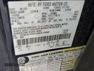 2010 Ford Expedition Eddie Bauer with VIN 1FMJU1H53AEA17695, listed as a Copart auction lot 55859415 with 207,090 mi miles and Salvage title. Bid and sale history available at DreamBid. Image 13.