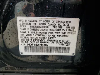 2006 Honda Pilot EX-L with VIN 2HKYF18536H554183, listed as a Copart auction lot 54327565 with 260,871 mi miles and Salvage Title. Bid and sale history available at DreamBid. Image 12.