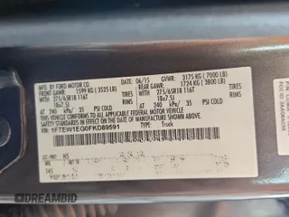 2015 Ford F-150 XLT with VIN 1FTEW1EG0FKD89591, listed as a Copart auction lot 64042555 with 98,638 mi miles and Salvage title. Bid and sale history available at DreamBid. Image 12.