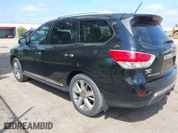 2013 Nissan Pathfinder Platinum with VIN 5N1AR2MN4DC684143, listed as a IAAI auction lot 42628621 with 88,901 mi miles and . Bid and sale history available at DreamBid. Image 3.