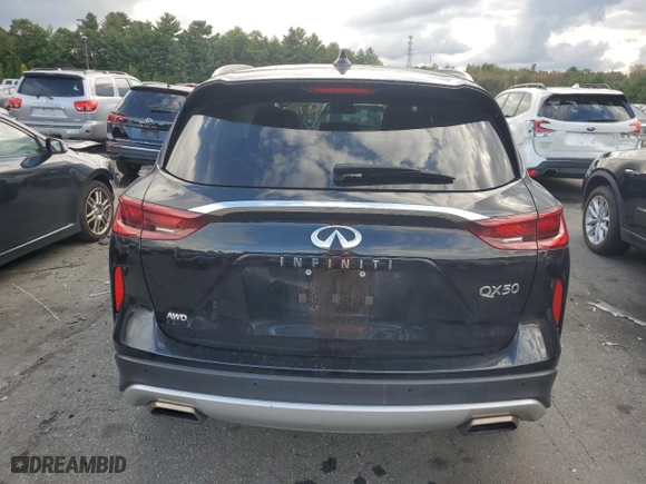 2022 Infiniti QX50 LUXE with VIN 3PCAJ5BB2NF111977, listed as a Copart auction lot 73346694 with 0 mi miles and Salvage Title. Bid and sale history available at carsss.com. Image 6.