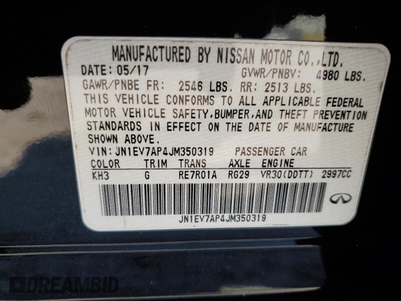 2018 Infiniti Q50 Sport with VIN JN1EV7AP4JM350319, listed as a Copart auction lot 43225935 with 97,332 mi miles and Salvage Title. Bid and sale history available at carsss.com. Image 12.