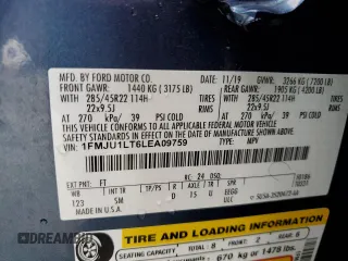 2020 Ford Expedition Platinum с VIN 1FMJU1LT6LEA09759, выставлен на аукционе Copart как лот 81695744 с пробегом 74 387 миль миль и Списание • Salvage title. История ставок и продаж доступна на DreamBid. Изображение 15.