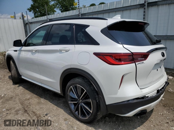 2023 Infiniti QX50 Sport with VIN 3PCAJ5FA4PF121110, listed as a Copart auction lot 65622154 with 9,708 mi miles and Salvage title. Bid and sale history available at DreamBid. Image 2.