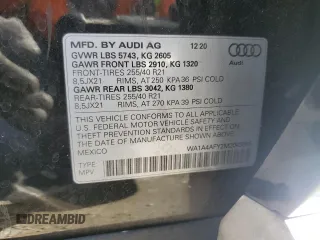2021 Audi SQ5 Premium Plus with VIN WA1A4AFY2M2043965, listed as a Copart auction lot 45873223 with 24,430 mi miles. Bid and sale history available at carsss.com. Image 13.