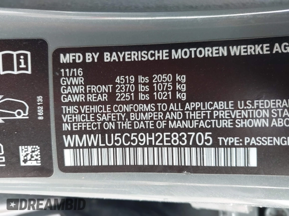 2017 MINI Clubman Cooper S with VIN WMWLU5C59H2E83705, listed as a IAAI auction lot 41853702 with 135,905 mi miles. Bid and sale history available at carsss.com. Image 9.
