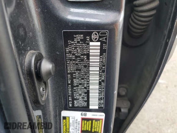 2012 Toyota Matrix S с VIN 2T1LE4EE9CC021787, выставлен на аукционе Copart как лот 81647844 с пробегом 136 214 миль миль и Списание • Salvage title. История ставок и продаж доступна на DreamBid. Изображение 12.