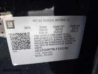 2020 Chevrolet Malibu RS with VIN 1G1ZG5ST9LF153199, listed as a IAAI auction lot 40483008 with 25,744 mi miles. Bid and sale history available at carsss.com. Image 9.