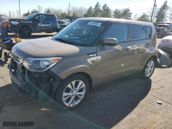 2015 Kia Soul + with VIN KNDJP3A59F7171650, listed as a Copart auction lot 44596805 with 105,559 mi miles and Salvage Title. Bid and sale history available at carsss.com. Image 1.