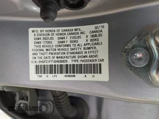 2016 Honda Civic EX-L with VIN 2HGFC1F71GH636929, listed as a IAAI auction lot 42253766 with 123,612 mi miles and . Bid and sale history available at DreamBid. Image 9.