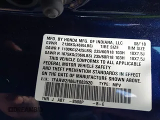 2018 Honda CR-V EX-L with VIN 7FARW2H86JE083520, listed as a IAAI auction lot 42190838 with 95,880 mi miles and . Bid and sale history available at carsss.com. Image 9.