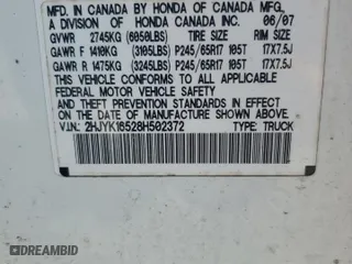 2008 Honda Ridgeline RTL with VIN 2HJYK16528H502372, listed as a Copart auction lot 53300565 with 141,191 mi miles and Clean Title. Bid and sale history available at carsss.com. Image 12.