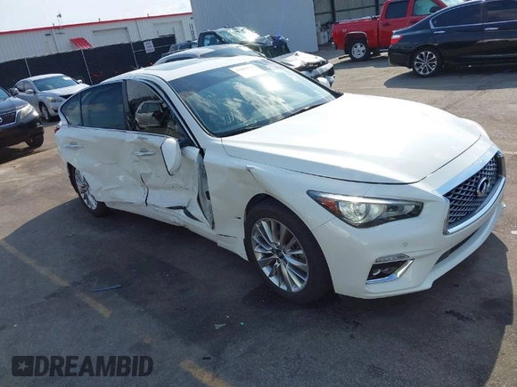 2021 Infiniti Q50 3.0t LUXE with VIN JN1EV7BP3MM700462, listed as a IAAI auction lot 41800539 with 55,866 mi miles. Bid and sale history available at carsss.com. Image 1.