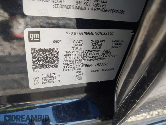 2024 Chevrolet Silverado 1500 LTZ with VIN 1GCUDGE86RZ157750, listed as a IAAI auction lot 41869533 with 28,092 mi miles and . Bid and sale history available at DreamBid. Image 9.