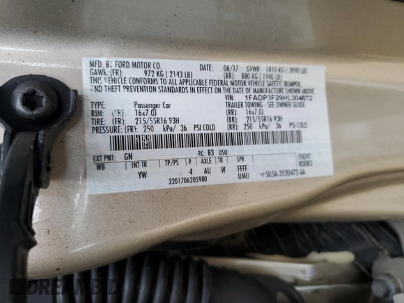2017 Ford Focus SE z VIN 1FADP3F29HL304872, wystawiony jako Copart lot #55132865 z przebiegiem 79 831 mil mil oraz Szkoda całkowita • Salvage title. Historia ofert i sprzedaży dostępna na DreamBid. Obrazek 12.