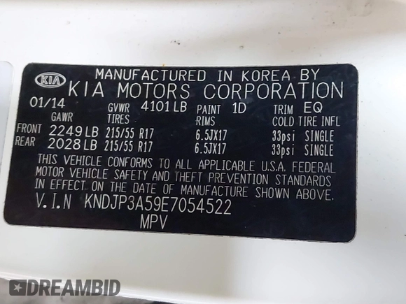 2014 Kia Soul + with VIN KNDJP3A59E7054522, listed as a IAAI auction lot 42197777 with 227,077 mi miles and . Bid and sale history available at DreamBid. Image 9.