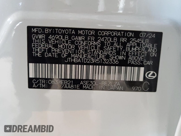 2024 Lexus IS 300 with VIN JTHBA1D23R5132336, listed as a Copart auction lot 89137755 with 7,435 mi miles and Salvage title. Bid and sale history available at DreamBid. Image 15.
